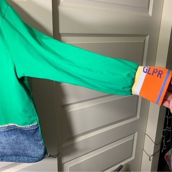 Kuhan KU Dsgn Jersey Sweater Sz L Green Stranger Mean Duck Money Graphic Denim - Picture 4 of 10